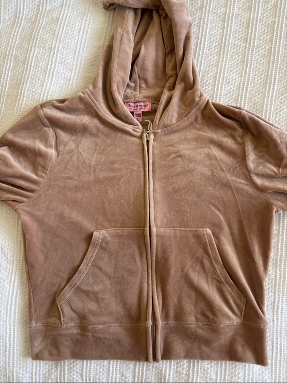 Juicy Couture Plush Zip-Up Hoodie in Dusty Rose/ light brown